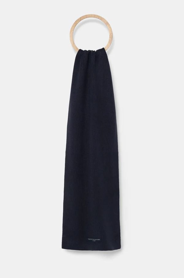 Tommy Hilfiger Pamučni šal Tommy Hilfiger boja: tamno plava, bez uzorka, AM0AM12840