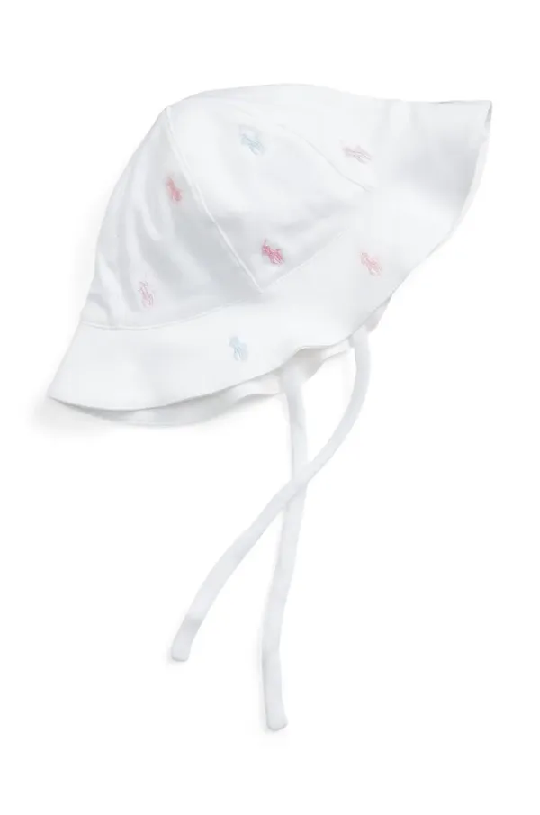 Polo Ralph Lauren Pamučni šešir za bebe Polo Ralph Lauren boja: bijela, od tanke pletenine, pamučna, 310876688002