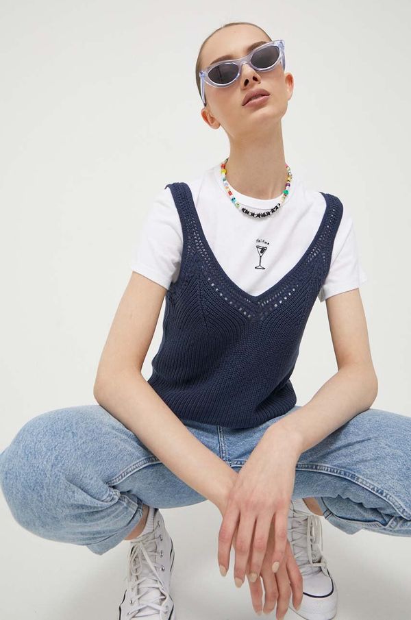 Abercrombie & Fitch Pamučni top Abercrombie & Fitch boja: tamno plava