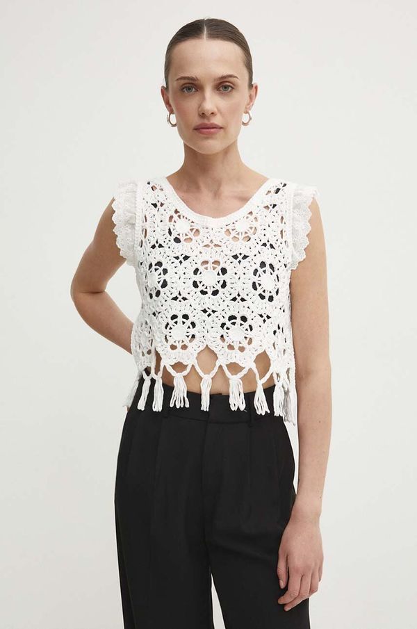 Answear Lab Pamučni top Answear Lab boja: bijela, bez uzorka