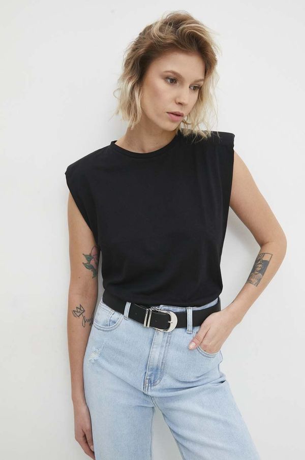 Answear Lab Pamučni top Answear Lab boja: crna