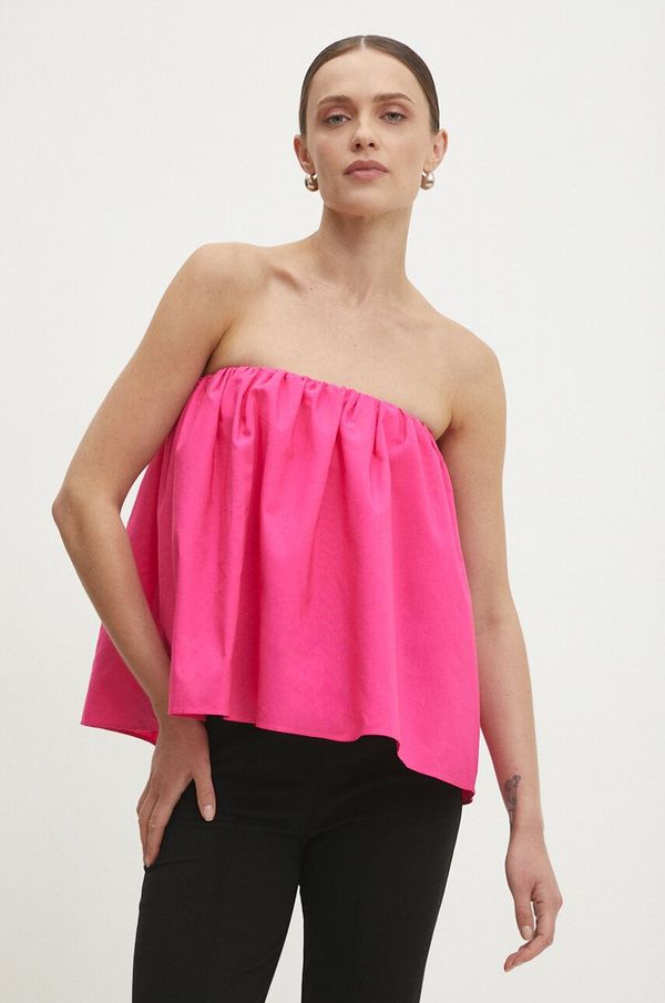 Answear Lab Pamučni top Answear Lab boja: ružičasta, bez uzorka