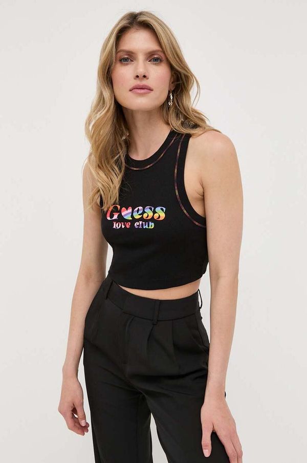 Guess Pamučni top Guess boja: crna