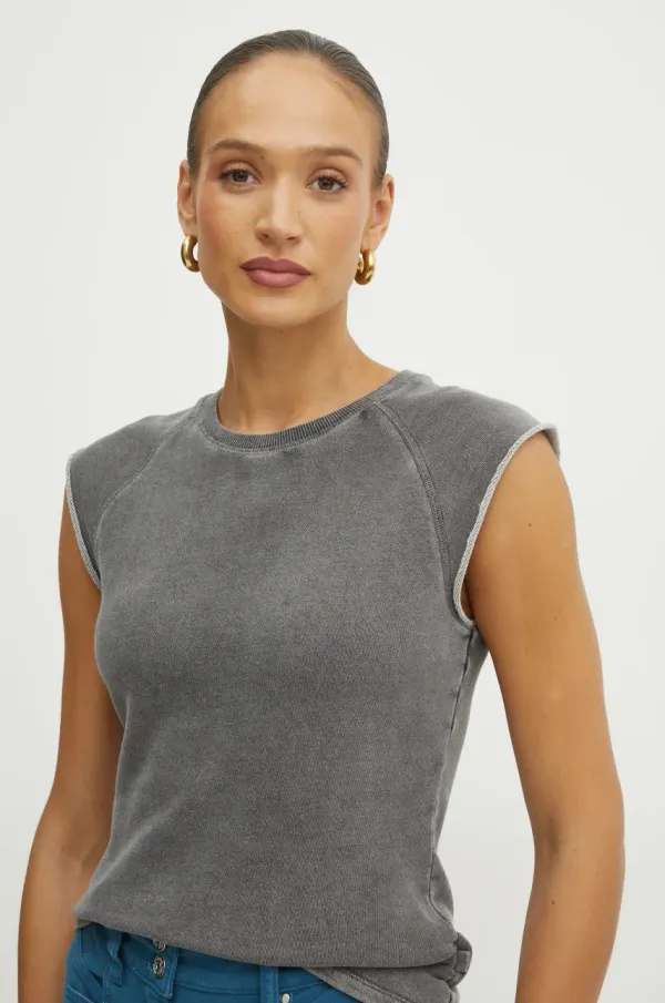 MICHAEL Michael Kors Pamučni top MICHAEL Michael Kors boja: siva, MR551KX5DC