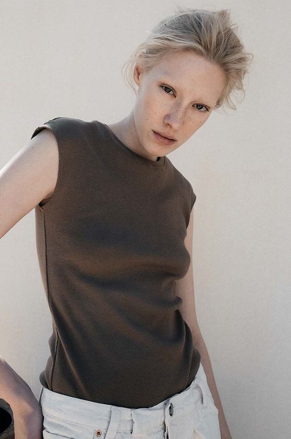 Muuv. Pamučni top MUUV. TETE boja: smeđa, TETE