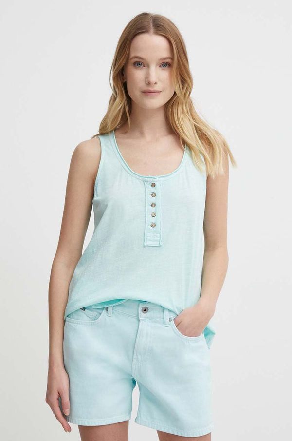 Pepe Jeans Pamučni top Pepe Jeans KITTY boja: tirkizna, PL505831