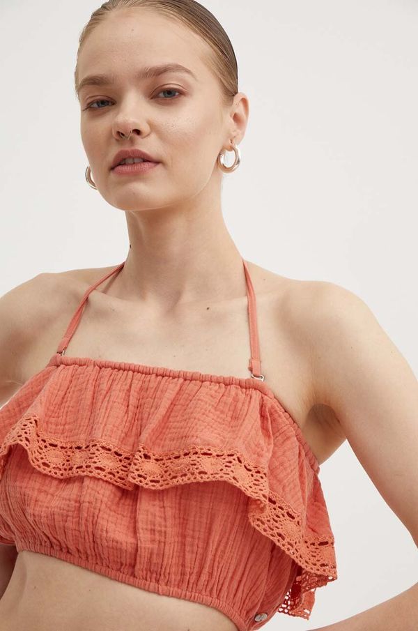 Roxy Pamučni top Roxy GOLDEN TROPICS boja: narančasta, s otvorenim ramenima, ERJWT03628