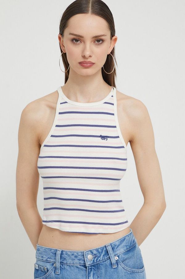 Superdry Pamučni top Superdry boja: tamno plava