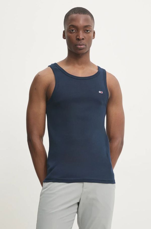 Tommy Jeans Pamučni top Tommy Jeans boja: tamno plava, DM0DM20336