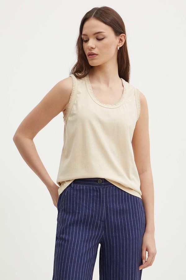 United Colors of Benetton Pamučni top United Colors of Benetton boja: bež