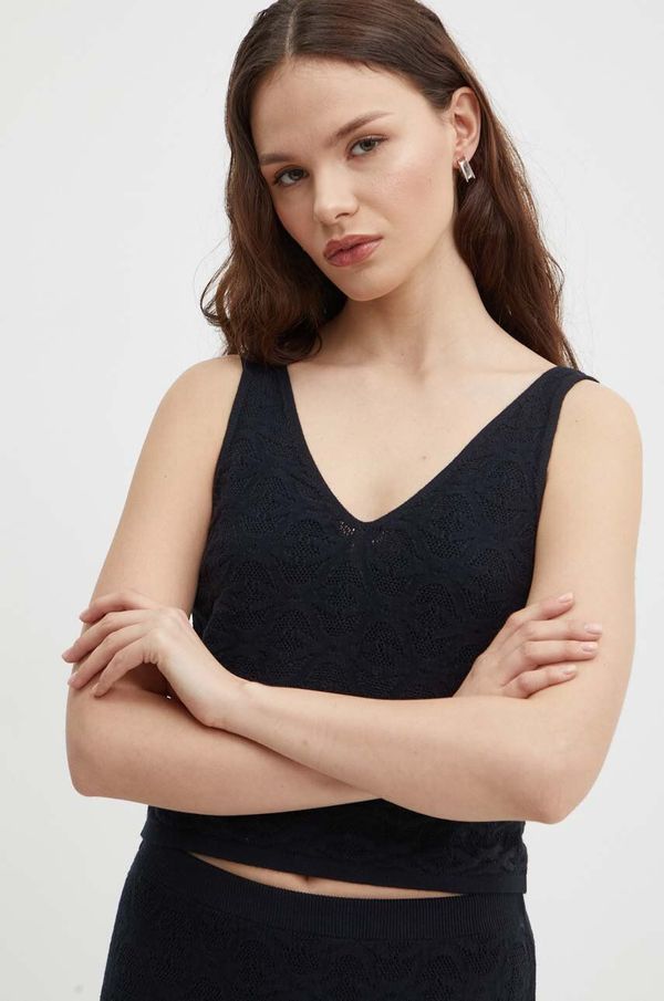 United Colors of Benetton Pamučni top United Colors of Benetton boja: crna