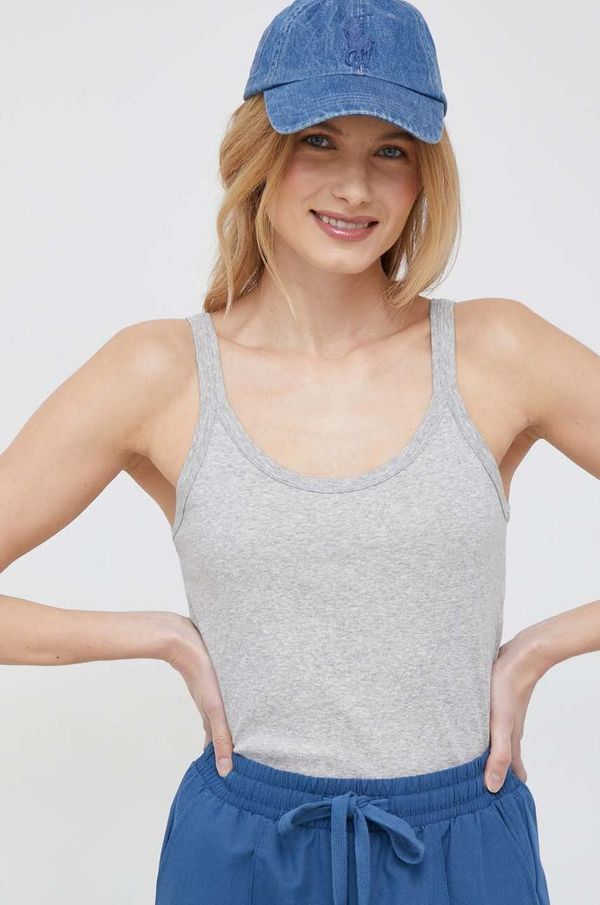 United Colors of Benetton Pamučni top United Colors of Benetton boja: siva