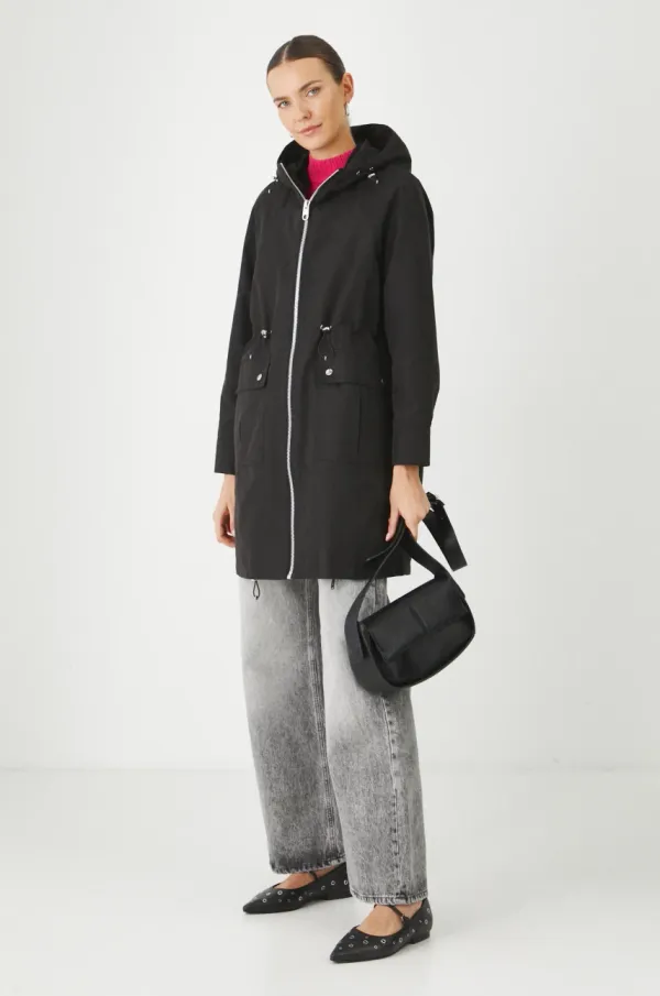 Medicine Parka Medicine za žene, boja: crna, za prijelazno razdoblje, oversize