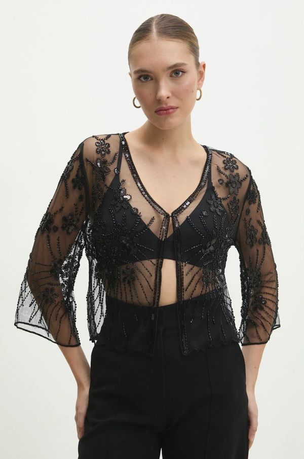 Answear Lab Pelerina Answear Lab boja: crna, oversize, s uzorkom