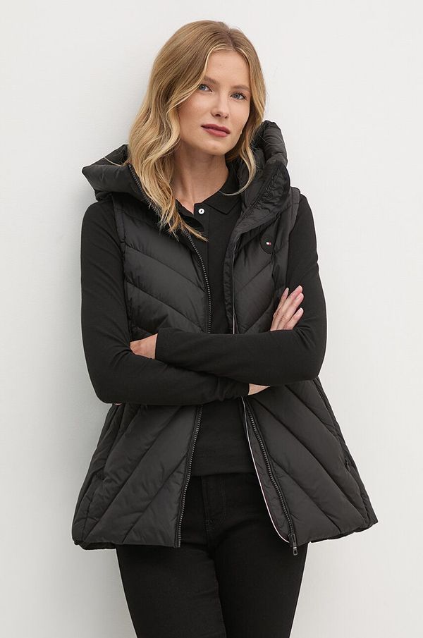 Tommy Hilfiger Pernati prsluk Tommy Hilfiger za žene, boja: crna, za zimu, WW0WW42624