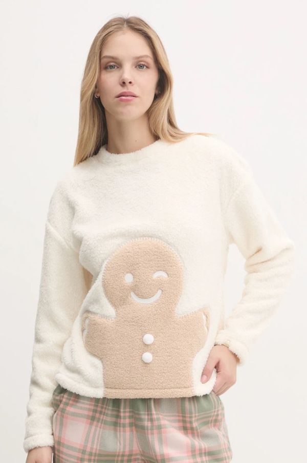 United Colors of Benetton Pidžama - dukserica s kapuljačom United Colors of Benetton za žene, boja: bež, 3UKC3M06S