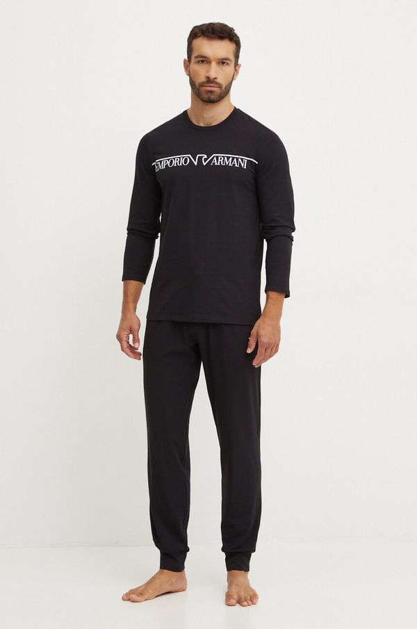 Emporio Armani Underwear Pidžama Emporio Armani Underwear za muškarce, boja: crna, s tiskom, 112033 4F516