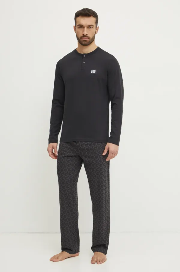 Guess Pidžama Guess za muškarce, boja: crna, s uzorkom, U5RX10 KCAM1