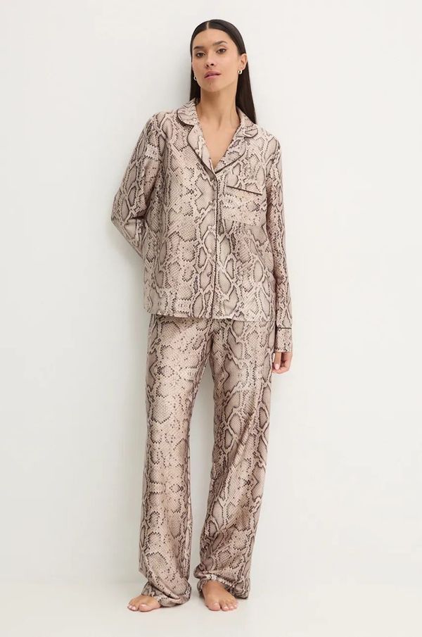 Guess Pidžama Guess za žene, boja: bež, satenska, O4BX06.WEFC2