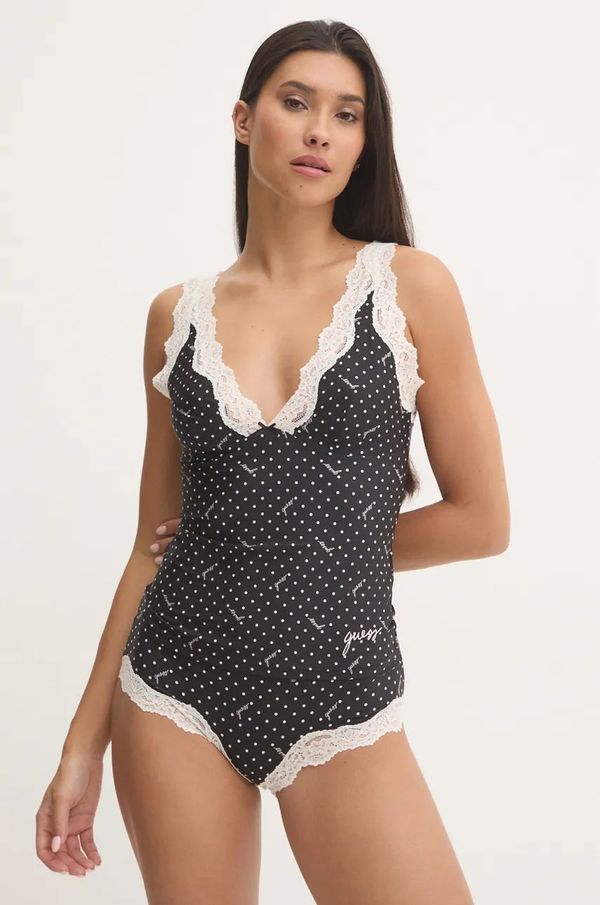 Guess Pidžama Guess za žene, boja: crna, s čipkom, O4BG01 KCF20