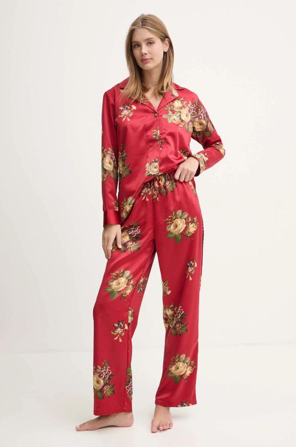 Lauren Ralph Lauren Pidžama Lauren Ralph Lauren za žene, boja: crvena, satenska, ILN92381