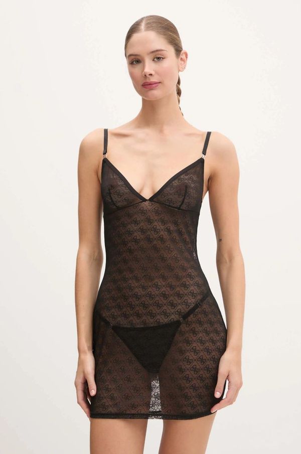 Guess Pidžama - majica Guess NORA za žene, boja: crna, s čipkom, O5RX02 KCLB0