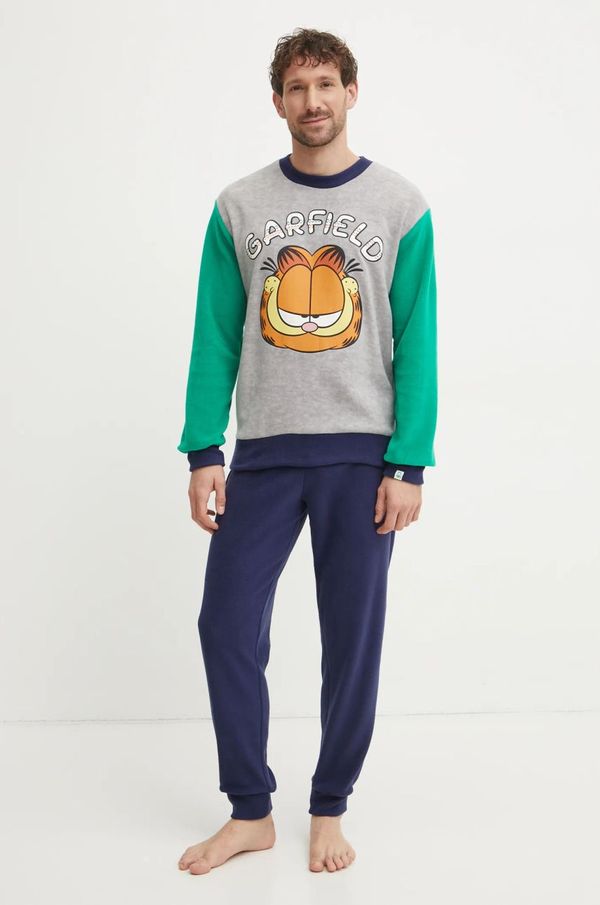 United Colors of Benetton Pidžama United Colors of Benetton x GARFIELD za muškarce, boja: siva, s uzorkom, 3JA44P02K