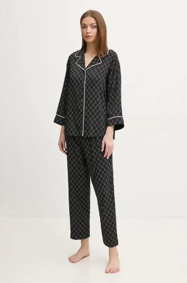 United Colors of Benetton Pidžama United Colors of Benetton za žene, boja: crna, 4T3U3P00R