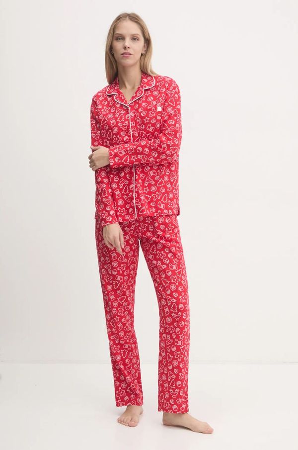 United Colors of Benetton Pidžama United Colors of Benetton za žene, boja: crvena, pamučna, 4XPR3P00M