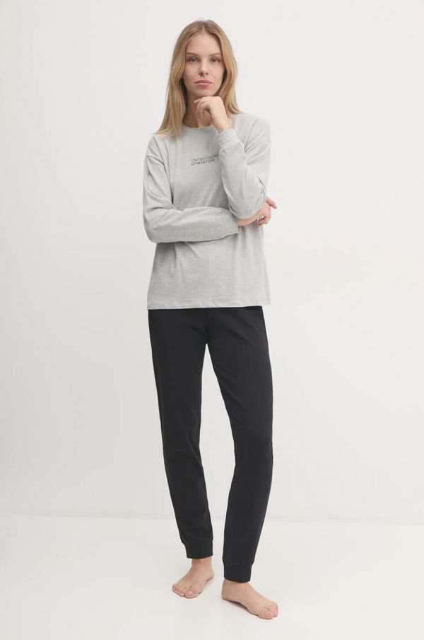 United Colors of Benetton Pidžama United Colors of Benetton za žene, boja: siva, pamučna, 37YW3P03R