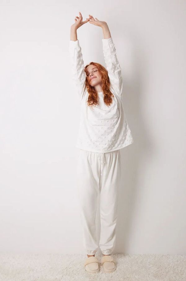 women'secret Pidžama women'secret LOVE ACTUALLY GENERIC PJ za žene, boja: bež, 4758234