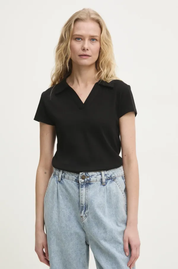 Answear Lab Polo majica Answear Lab za žene, boja: crna