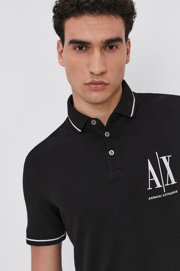 Armani Exchange Polo majica Armani Exchange za muškarce, boja: crna