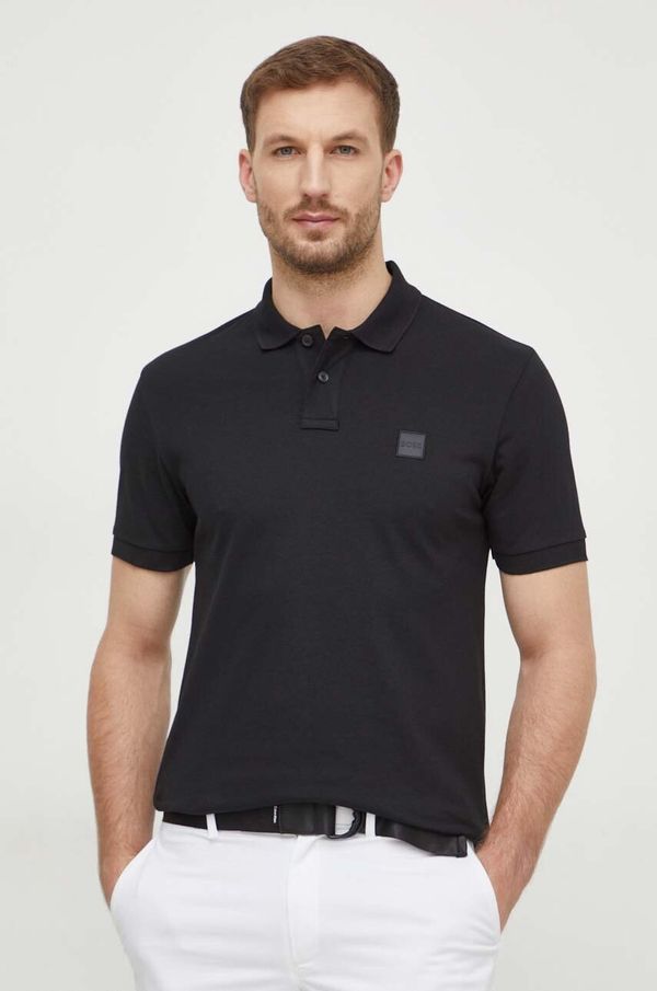 Boss Polo majica Boss Orange za muškarce, boja: crna, bez uzorka
