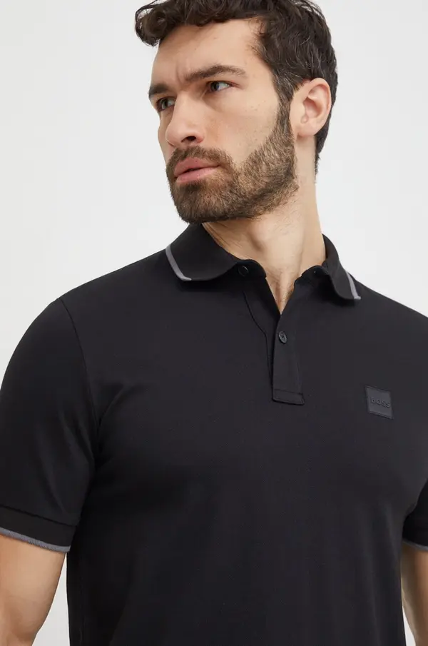 Boss Polo majica Boss Orange za muškarce, boja: crna, bez uzorka