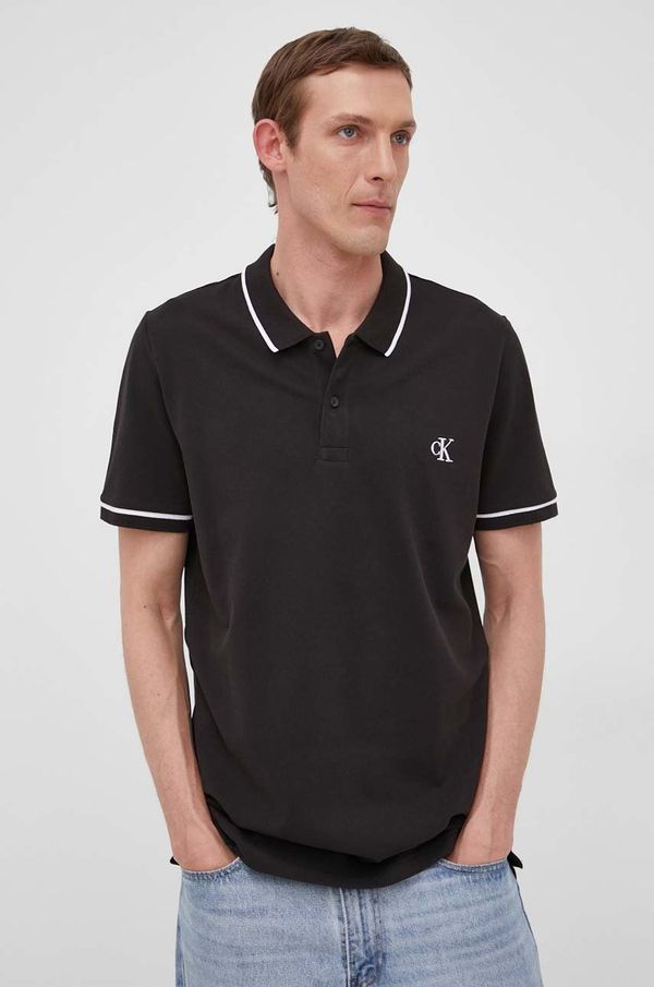 Calvin Klein Jeans Polo majica Calvin Klein Jeans za muškarce, boja: crna, s aplikacijom, J30J315603