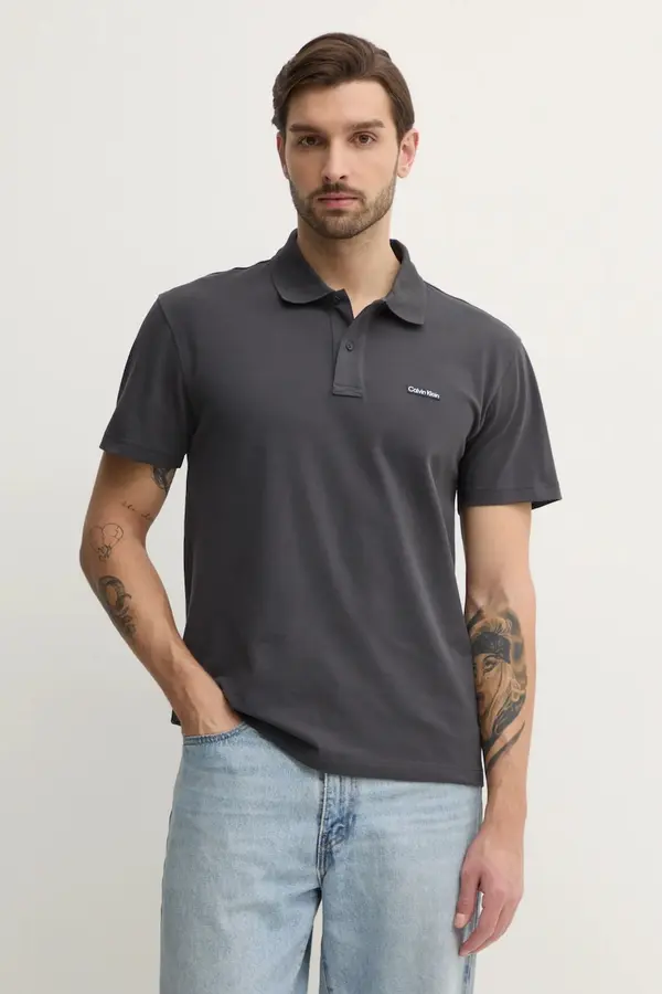 Calvin Klein Polo majica Calvin Klein Jeans za muškarce, boja: siva, bez uzorka, J30J327534