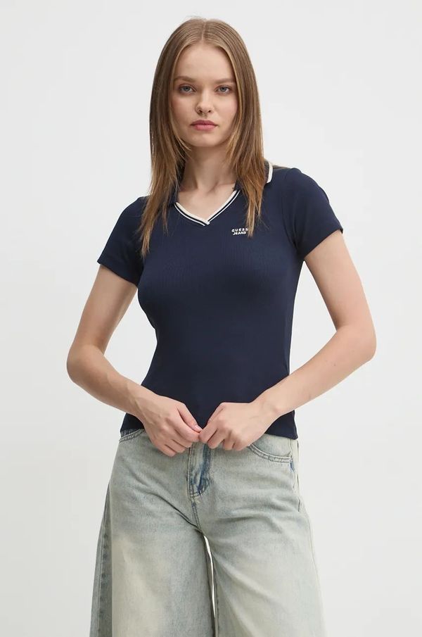 Guess Jeans Polo majica Guess Jeans za žene, boja: tamno plava, W4BP45 KA0H1