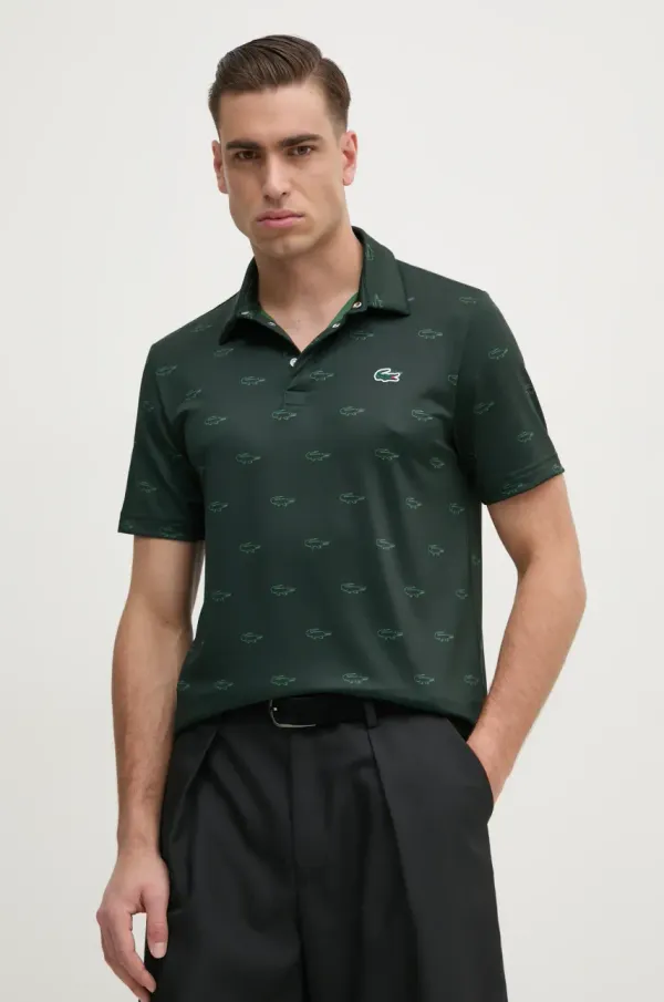 Lacoste Polo majica Lacoste za muškarce, boja: zelena, s uzorkom