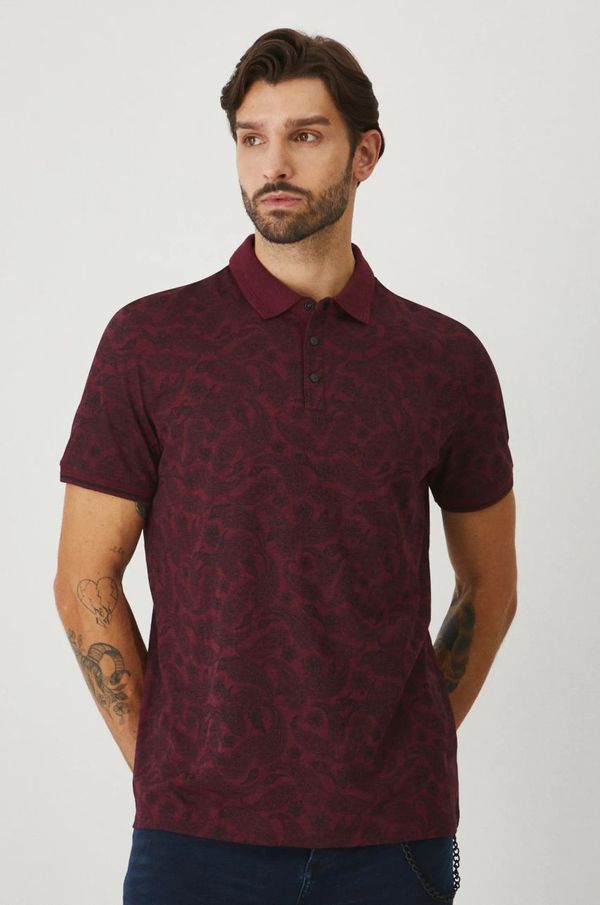 Medicine Polo majica Medicine za muškarce, boja: bordo, s uzorkom