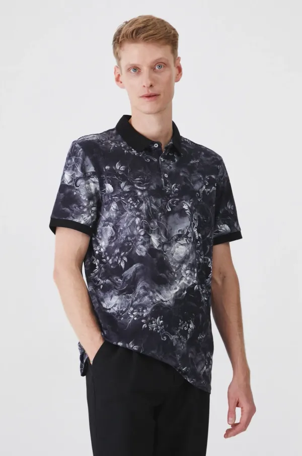 Medicine Polo majica Medicine za muškarce, boja: crna, s uzorkom