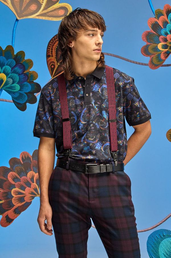 Medicine Polo majica Medicine za muškarce, boja: crna, s uzorkom