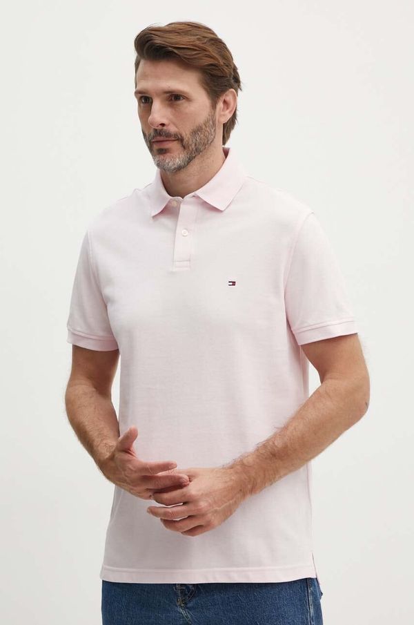 Tommy Hilfiger Polo majica Tommy Hilfiger za muškarce, boja: ružičasta, glatki model