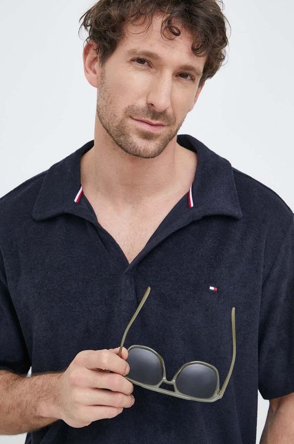 Tommy Hilfiger Polo majica Tommy Hilfiger za muškarce, boja: tamno plava, glatki model