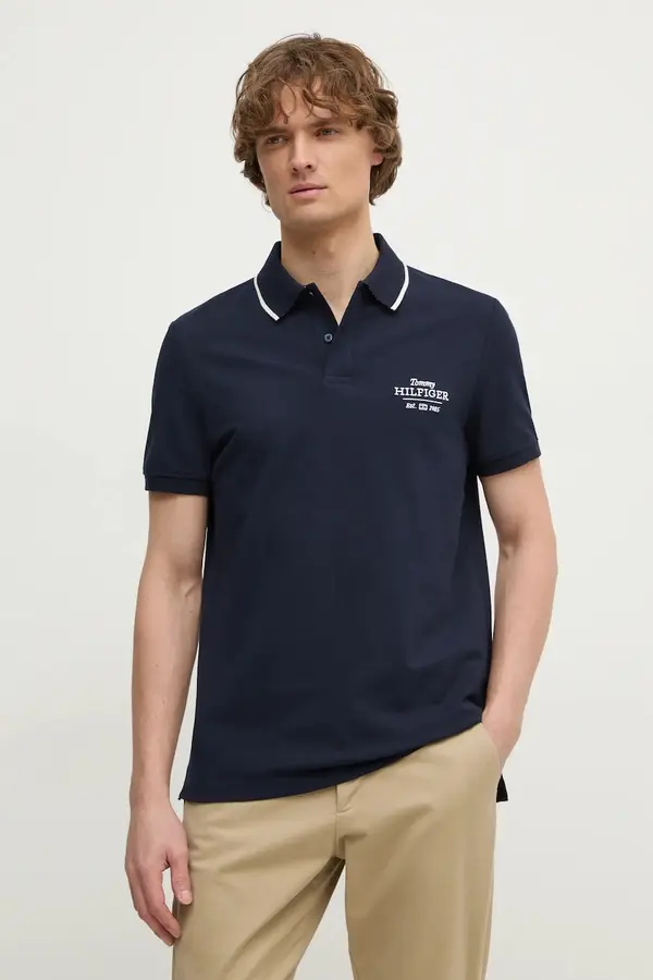 Tommy Hilfiger Polo majica Tommy Hilfiger za muškarce, boja: tamno plava, s aplikacijom, MW0MW37519