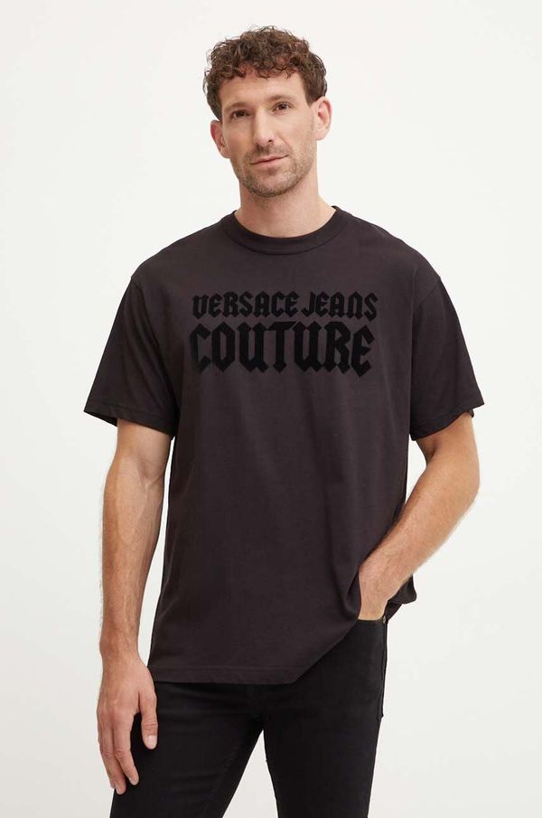 Versace Jeans Couture Polo majica Versace Jeans Couture za muškarce, boja: crna, s aplikacijom, 77GAHL01 CJ01L