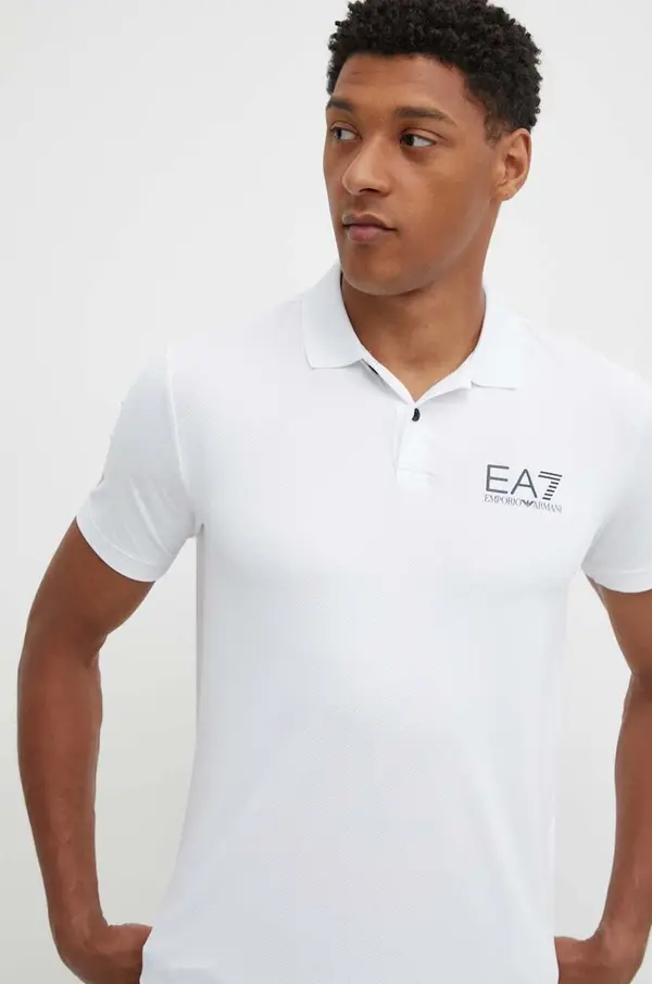 EA7 Emporio Armani Polo majica za vježbanje EA7 Emporio Armani boja: bijela, bez uzorka, PJEMZ.8NPF23
