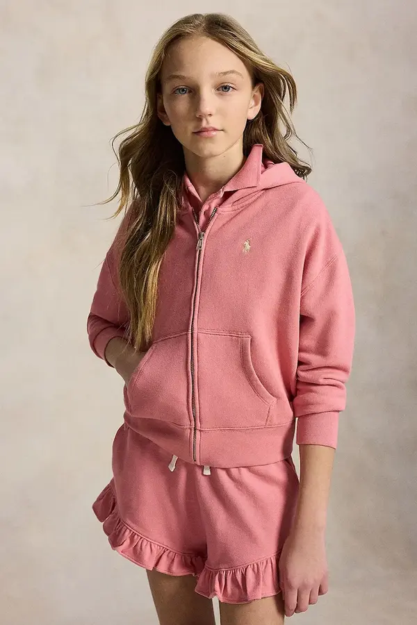 Polo Ralph Lauren Polo Ralph Lauren dukserica na zakopčavanje sa kapuljačom za djecu od pamuka