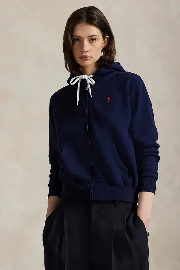 Polo Ralph Lauren Polo Ralph Lauren dukserica na zakopčavanje sa kapuljačom za žene s pamukom