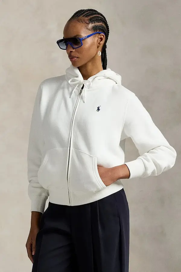 Polo Ralph Lauren Polo Ralph Lauren dukserica na zakopčavanje sa kapuljačom za žene s pamukom